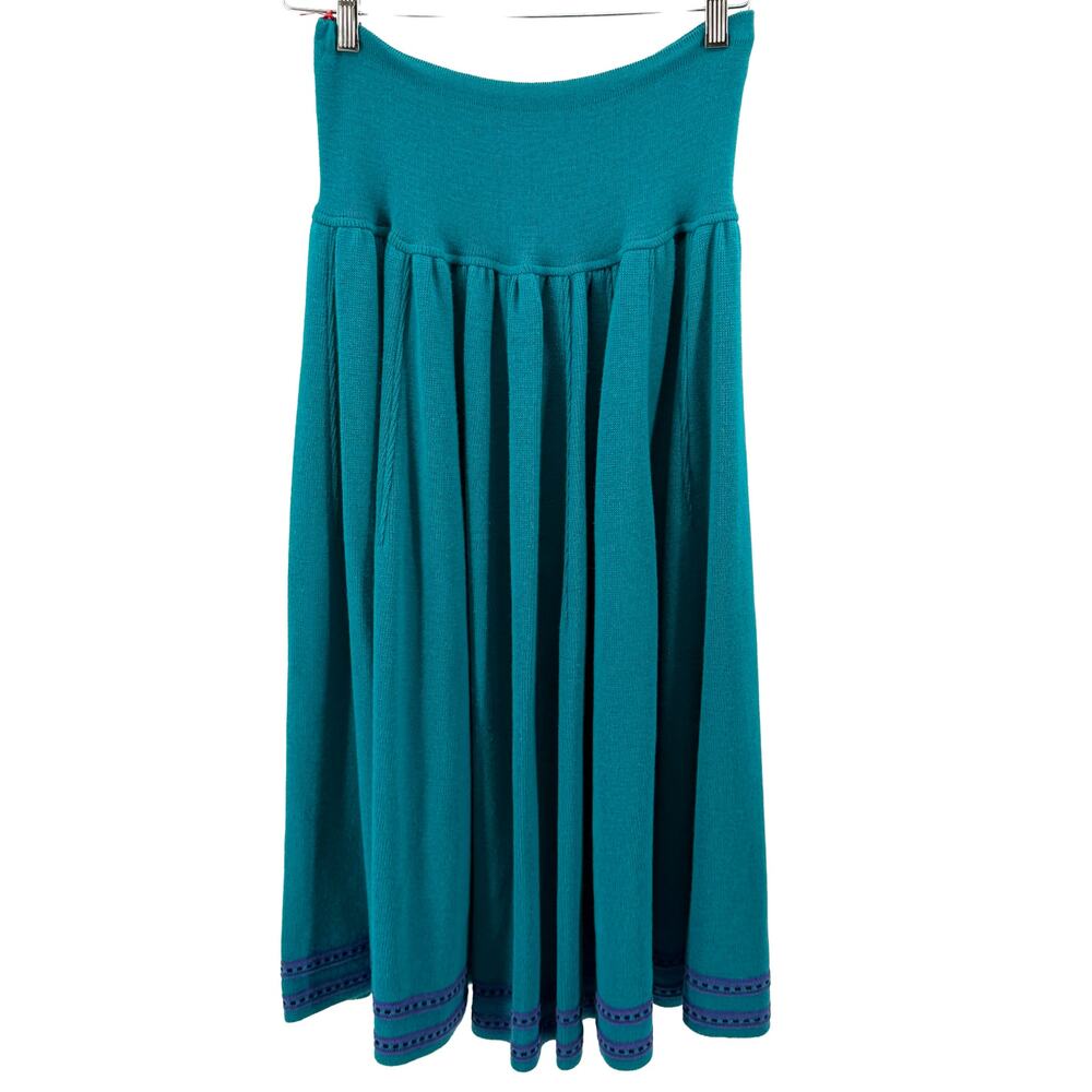 Vintage 90s Chacok Teal Purple Striped Knit Sweater Maxi Skirt